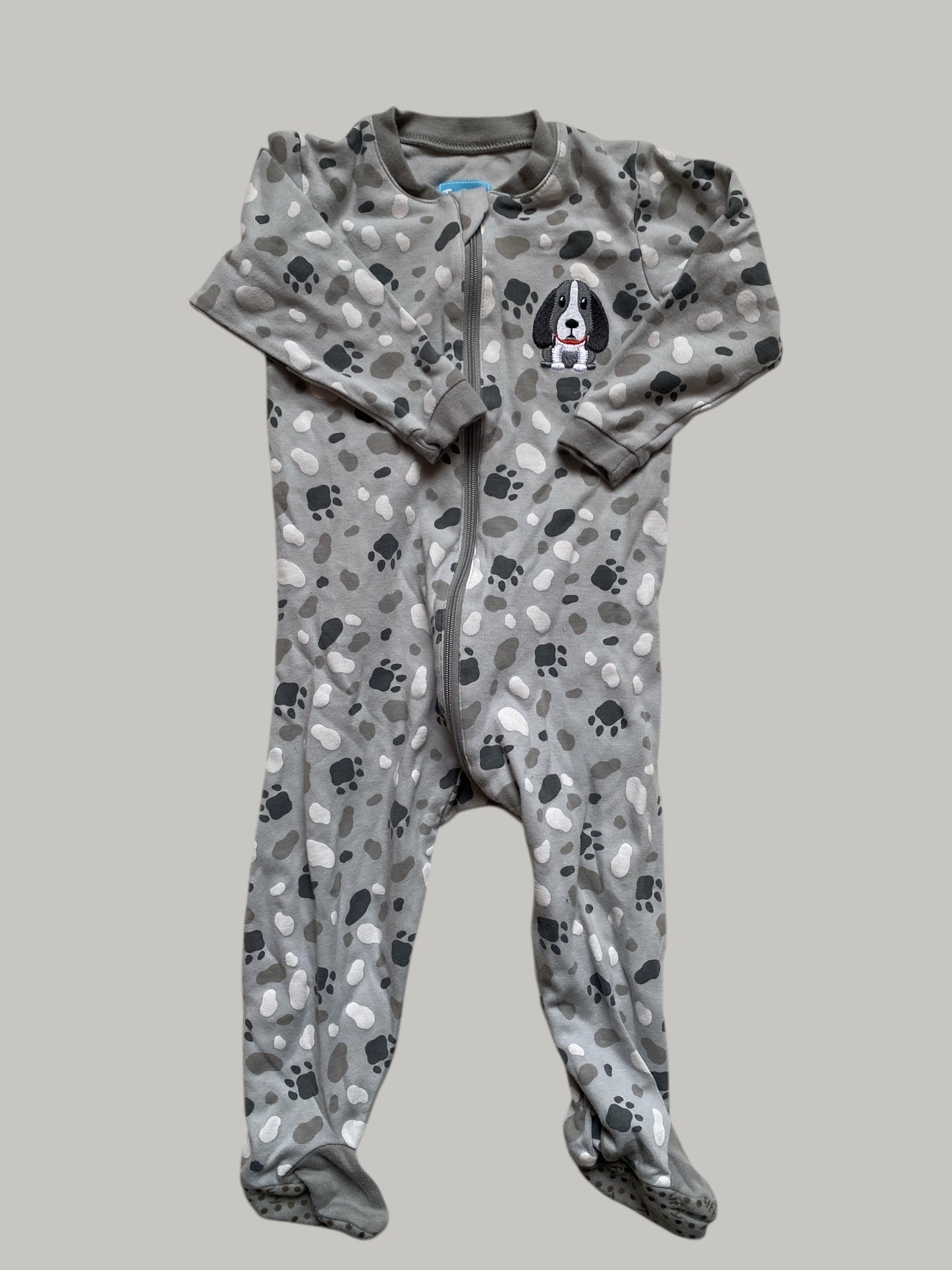 Dog paws cotton two-way footed zipper sleeper 12m | Tuffy