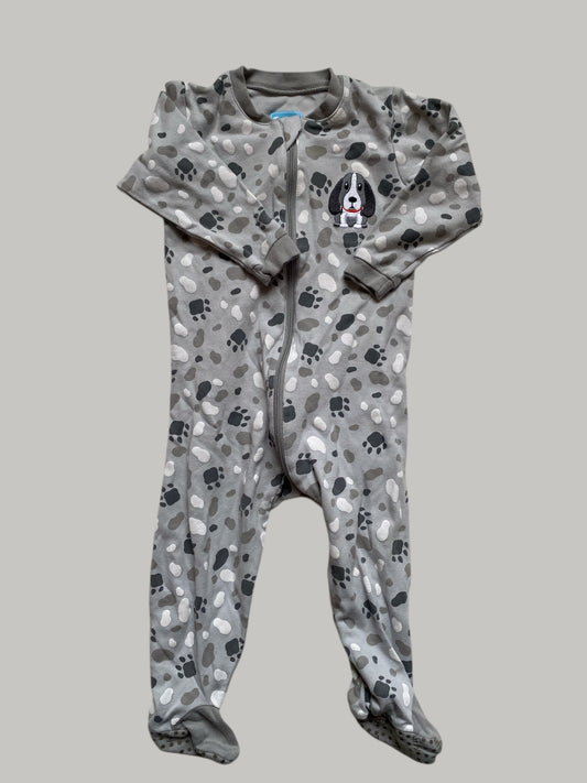 Dog paws cotton two-way footed zipper sleeper 12m | Tuffy