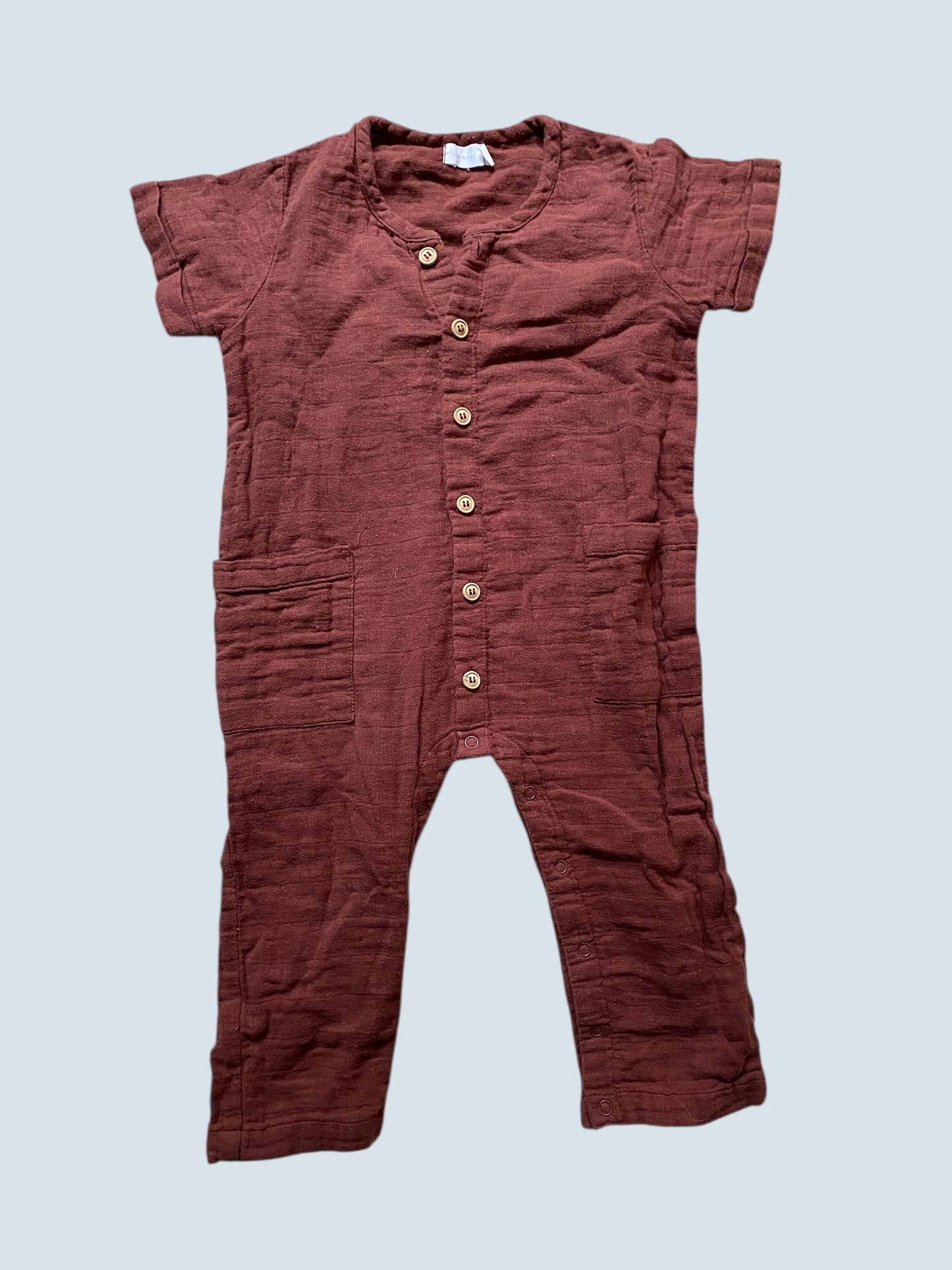 Organic cotton muslin rust romper onepiece 2Y | Jamie Kay