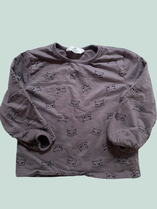Light cotton grey cat sweater6-8Y | H&M
