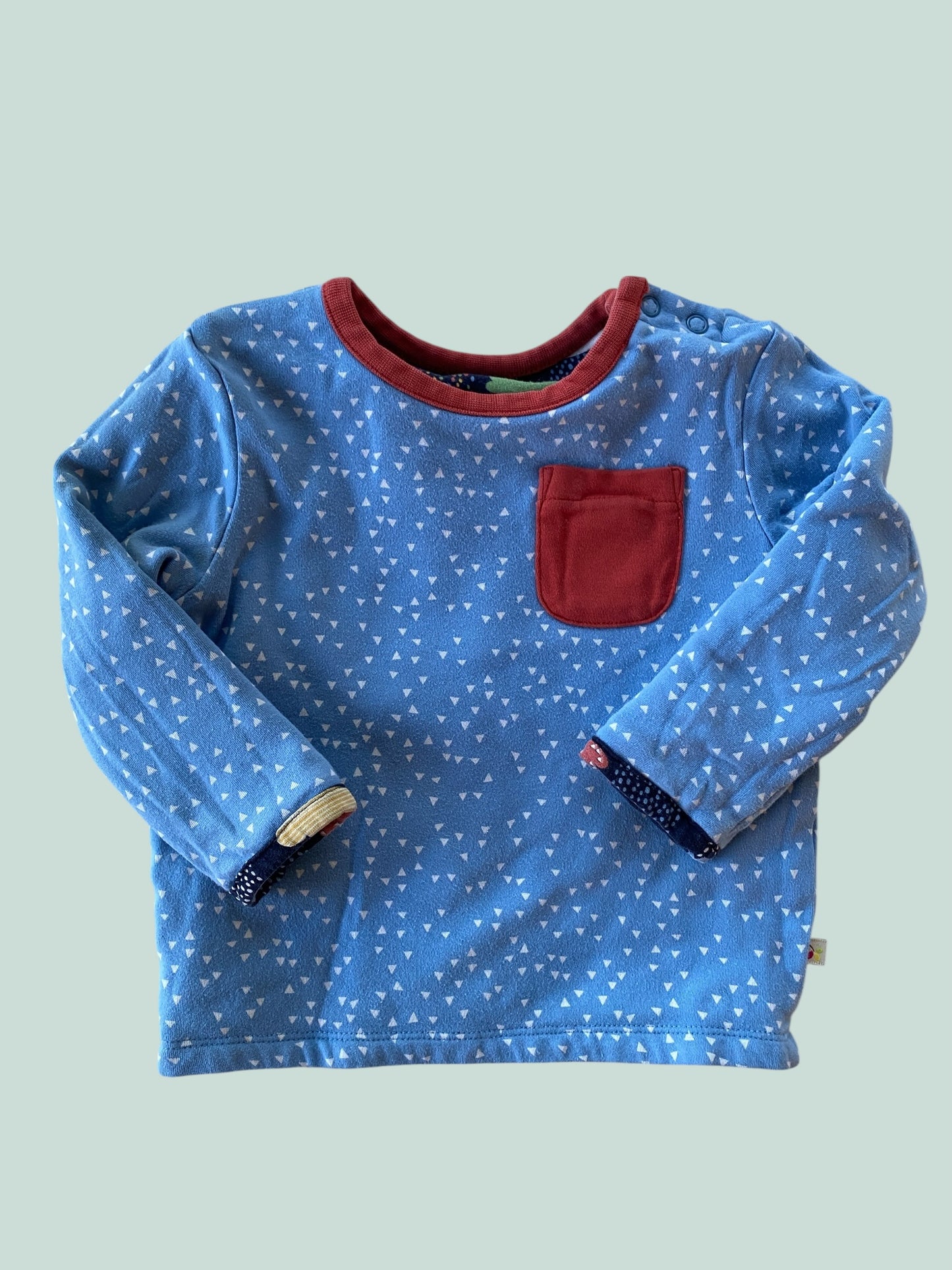 Organic cotton reversible long sleeve top 6-12m (generous) | Frugi