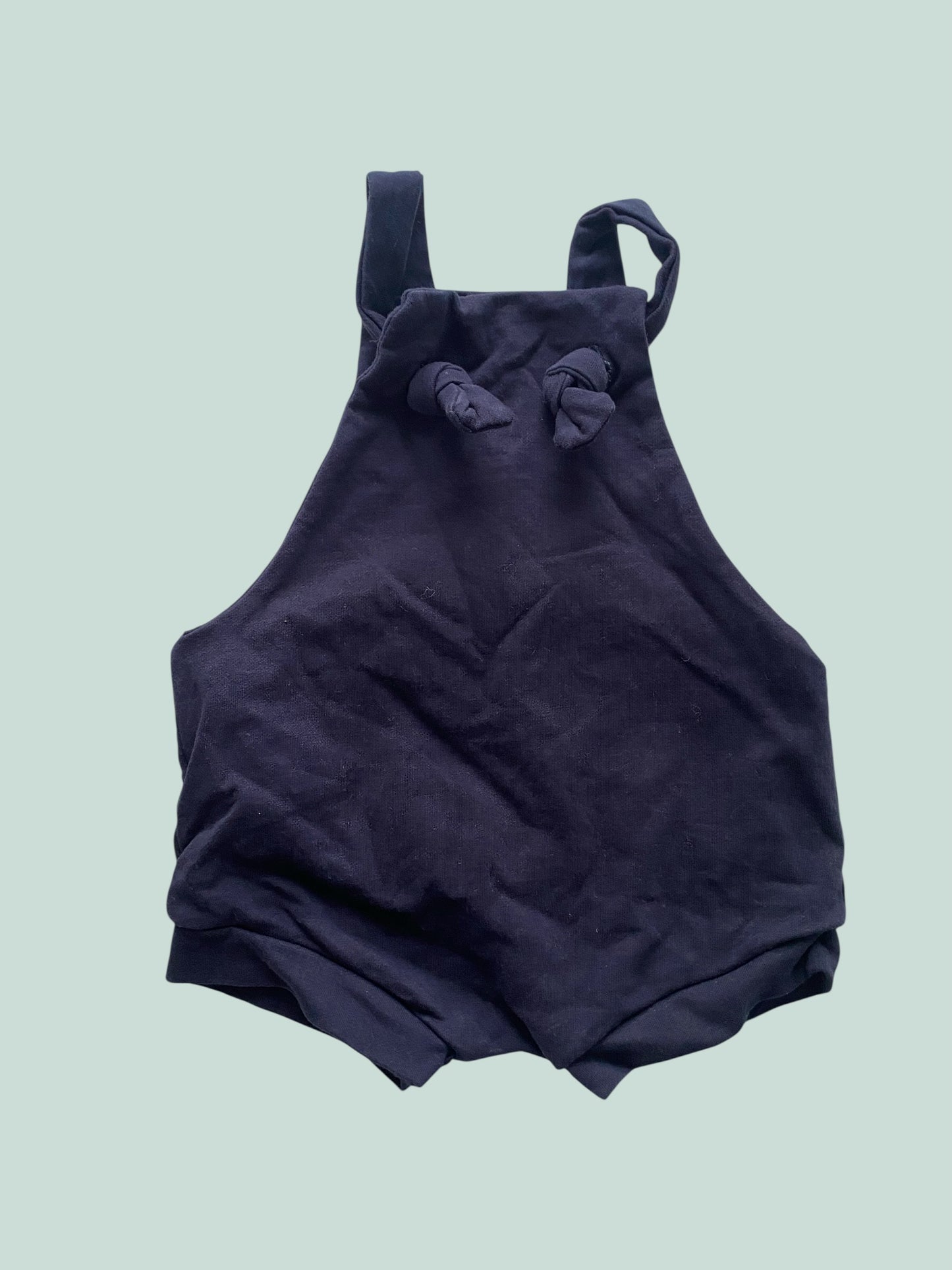 Navy stretchy handmade romper ~12-24m