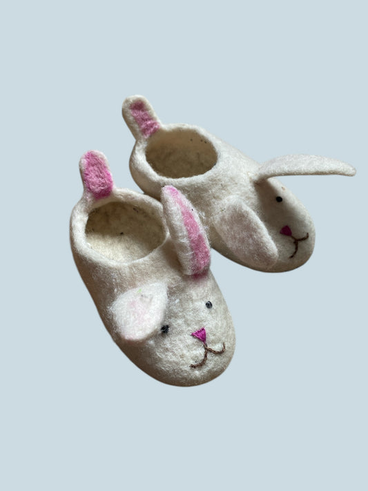 Boiled wool bunny slippers 7 US Little Kid (24 EU) | Mos Pink