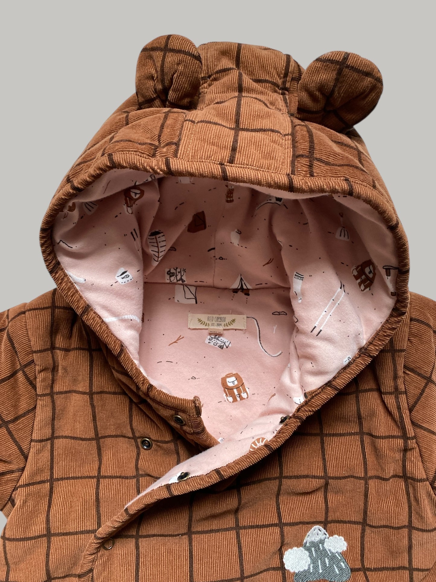 Padded corduroy pima cotton jumpsuit 12-18m | Red Caribou