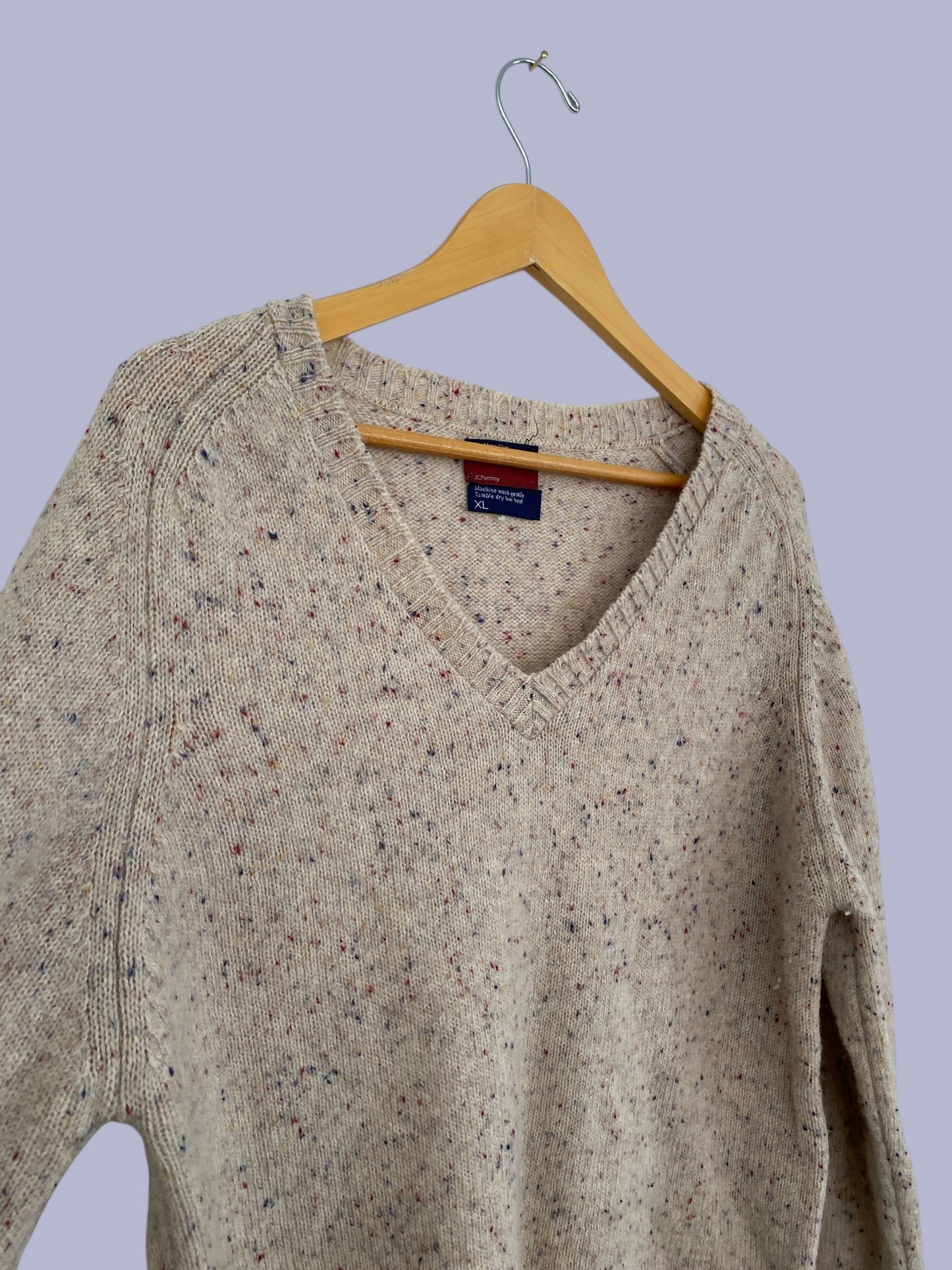 Speckle vintage knit wool blend sweater mens' XL | J C Penney