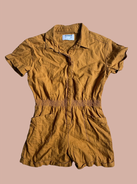 Linen/viscose romper 10-12Y | Old Navy