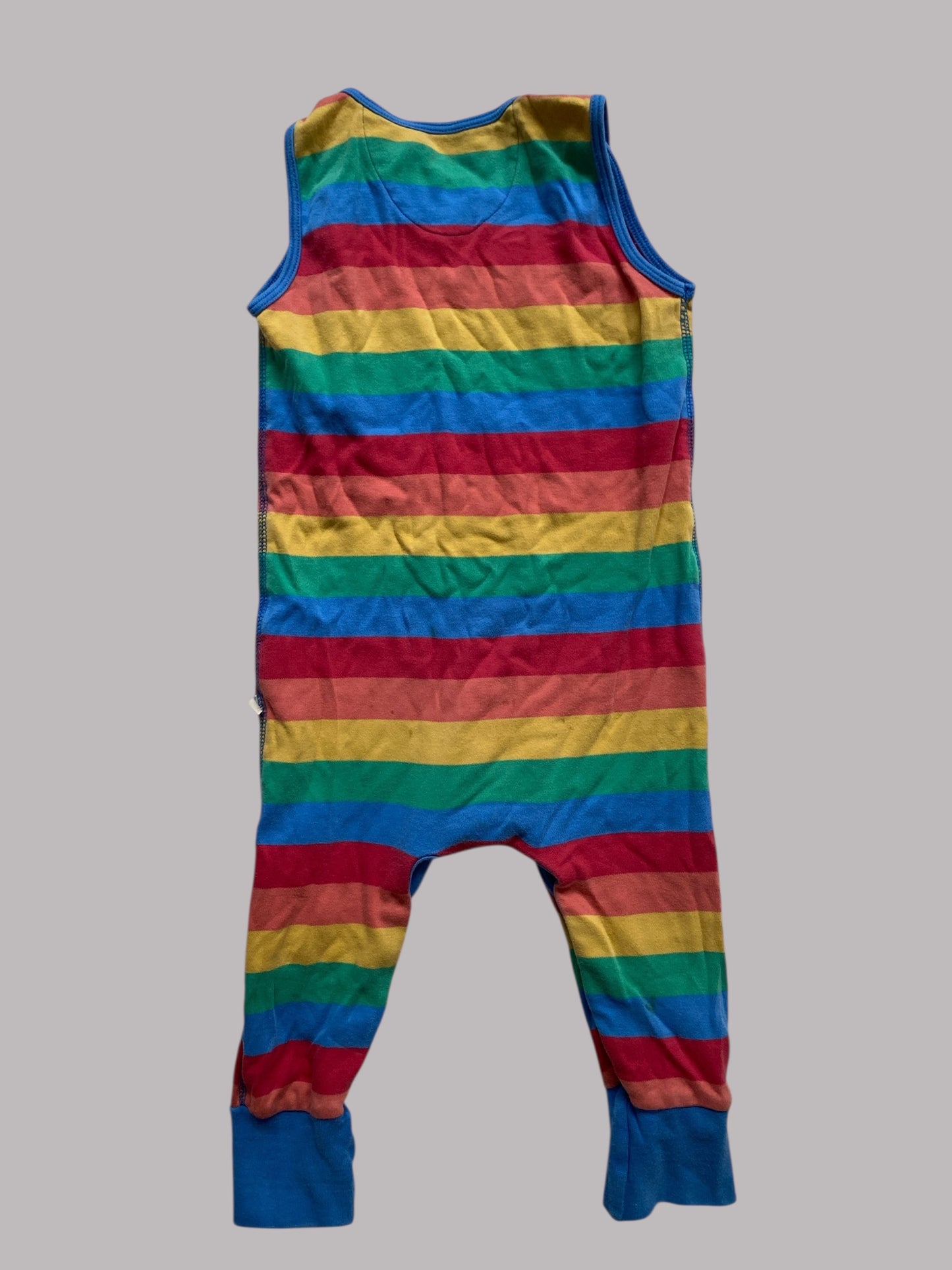 Organic cotton rainbow stripe romper 12-24m  | Frugi