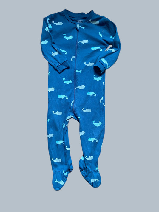 Cotton whale footed two-way zip sleeper 12-18m | George