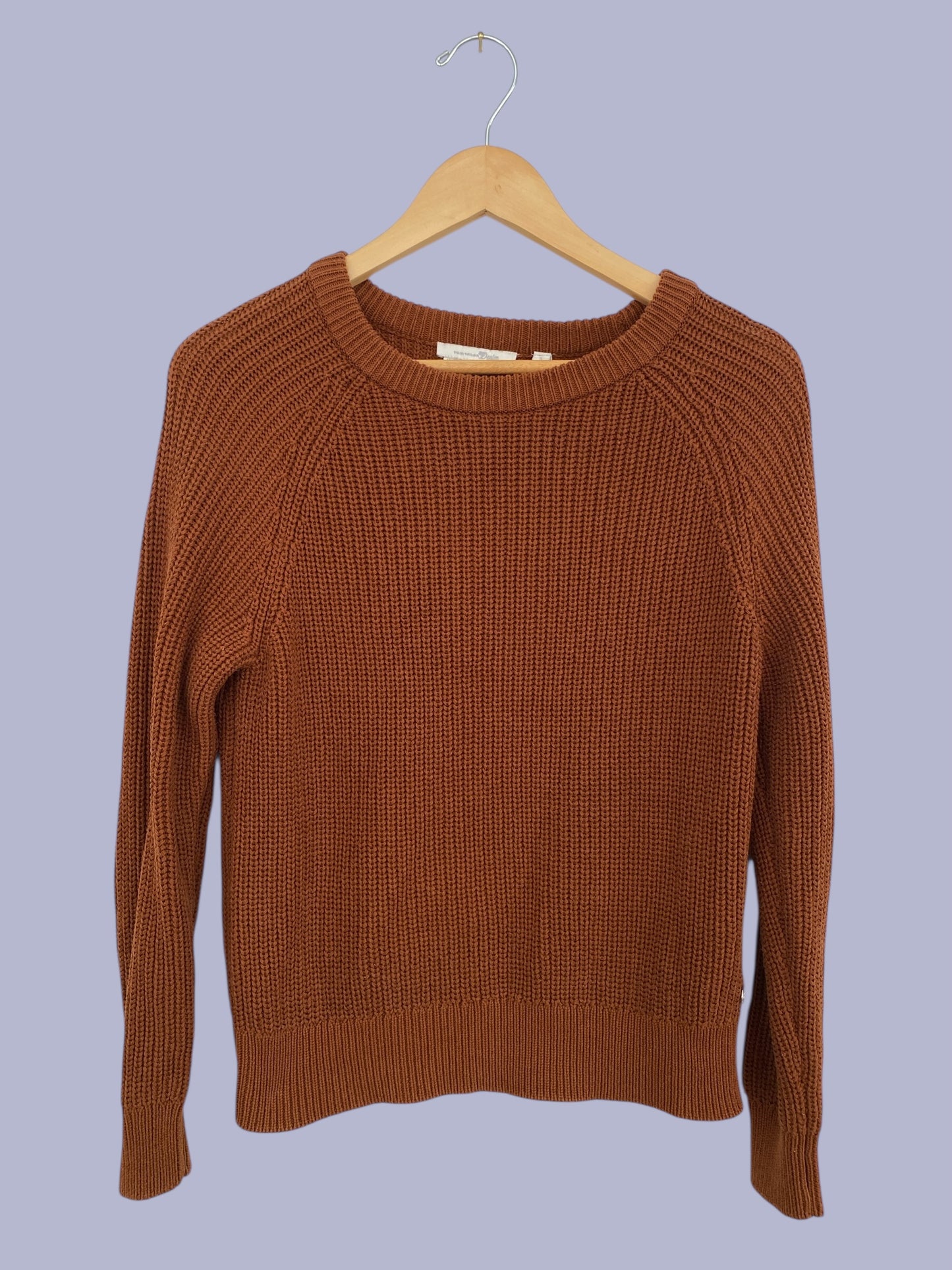 Organic cotton brown blend knit crewneck women's small | Tom Tailor
