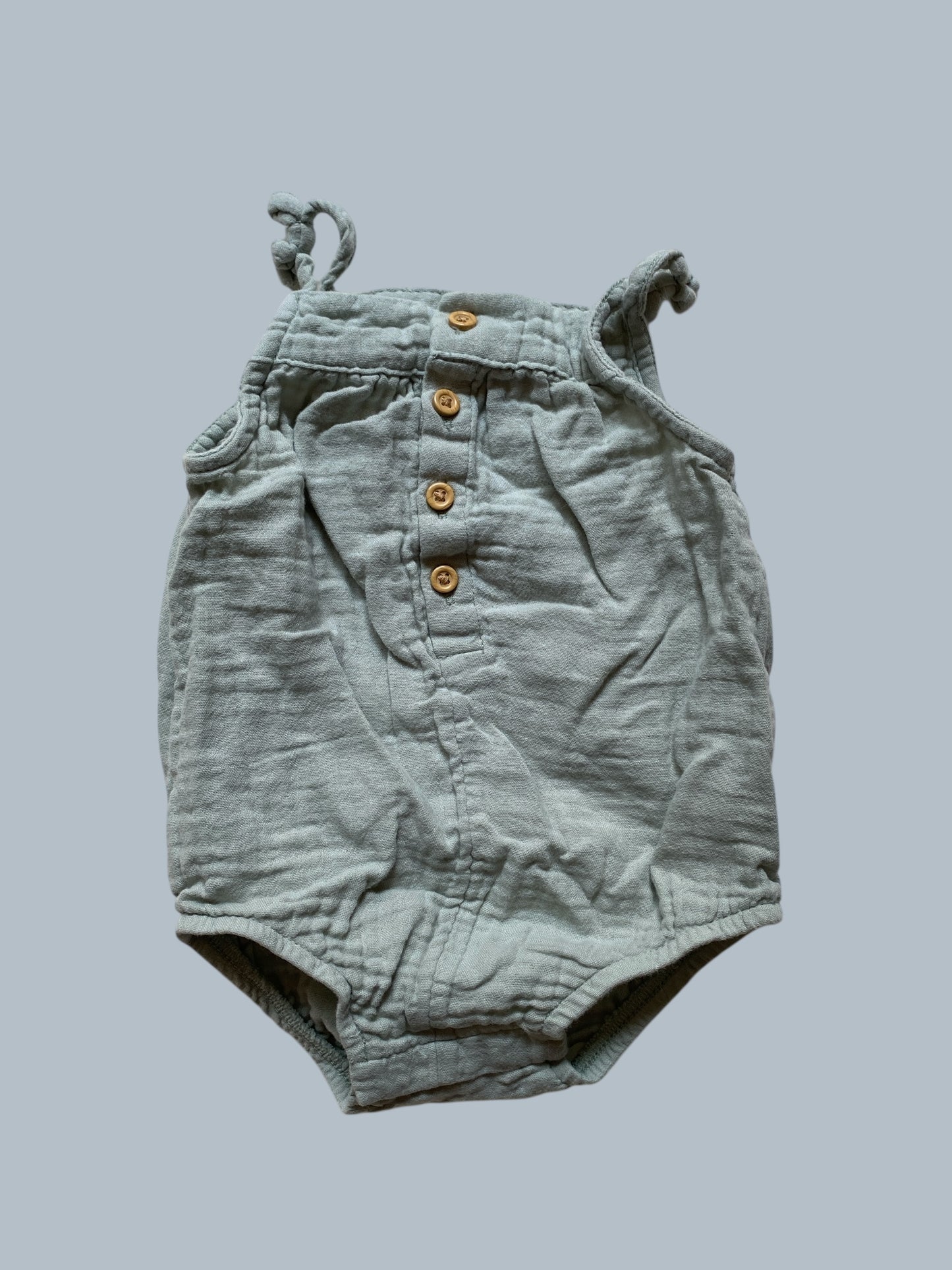 Organic cotton muslin romper in mint green 3m | Carter’s
