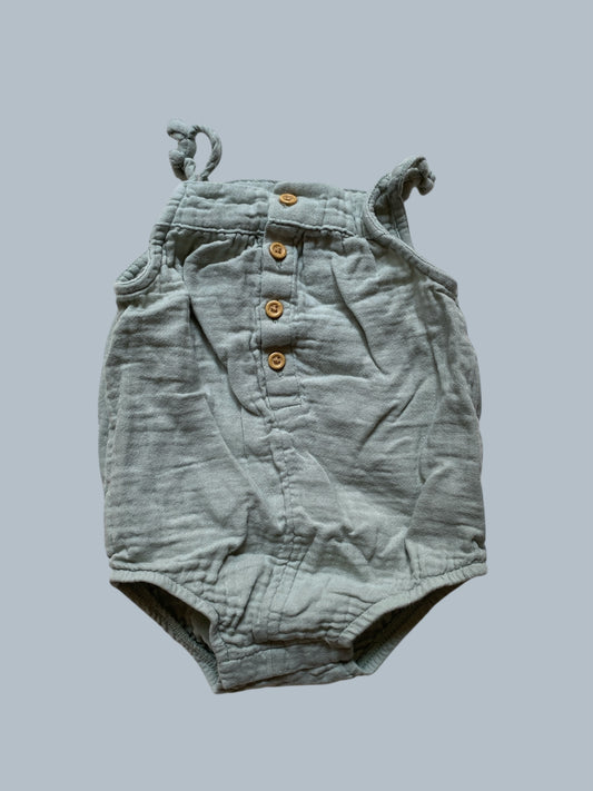 Organic cotton muslin romper in mint green 3m | Carter’s