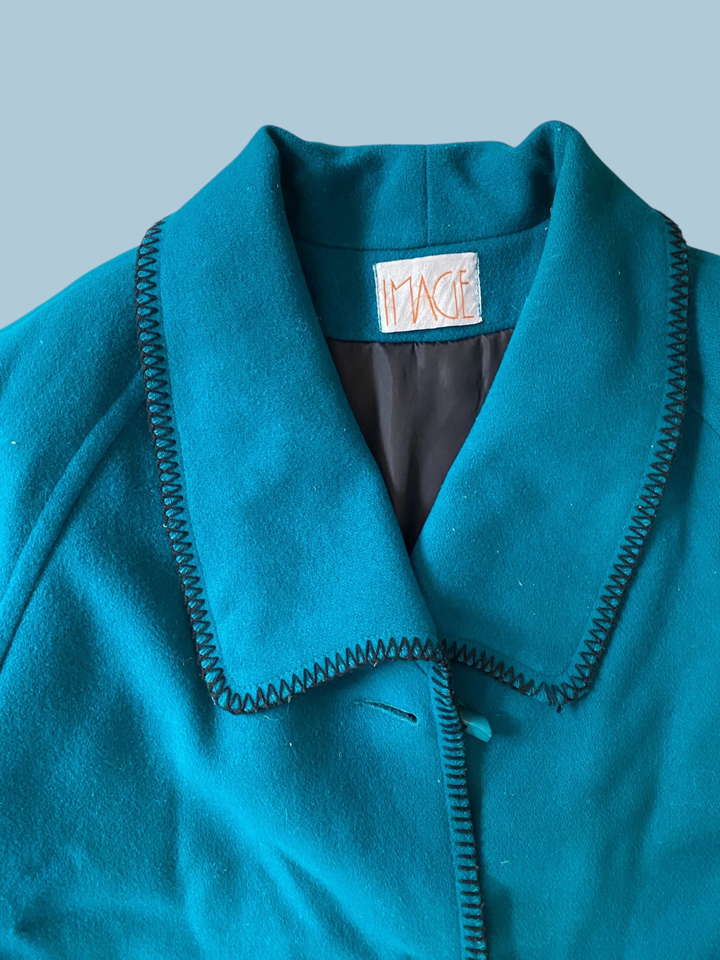 Teal vintage wool coat size medium large/38-40 | Image