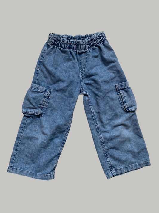 Cotton blend light wide legged denim pants 2-3Y | H&M