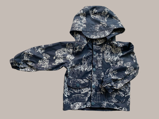 Navy map rain jacket 18m | Mini A Ture