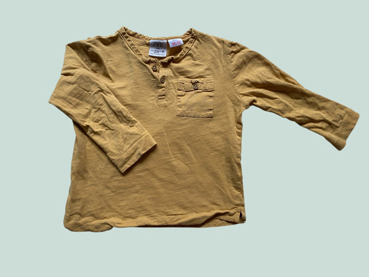 Yellow long sleeve cotton top 18-24m | Zara