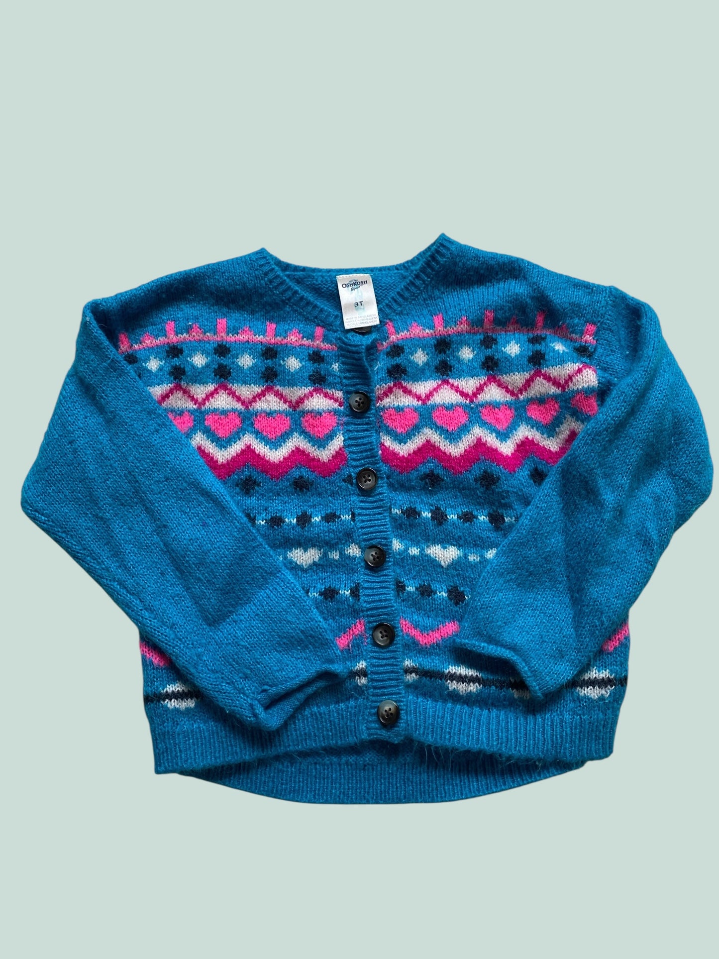 Acrylic blend heart knit cardigan 3Y | Oshkosh