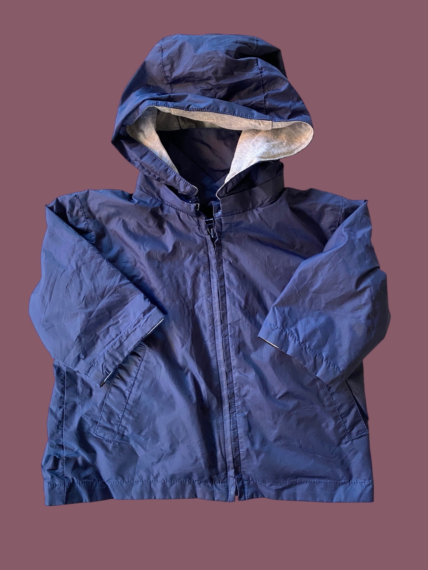 Cotton lined navy rain jacket 6m | Petit Bateau
