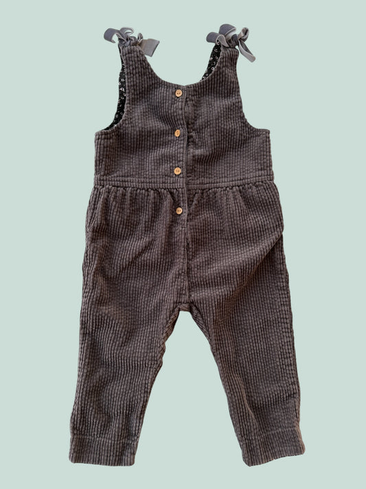 Cotton corduroy overalls with flower lining 18m | Zara