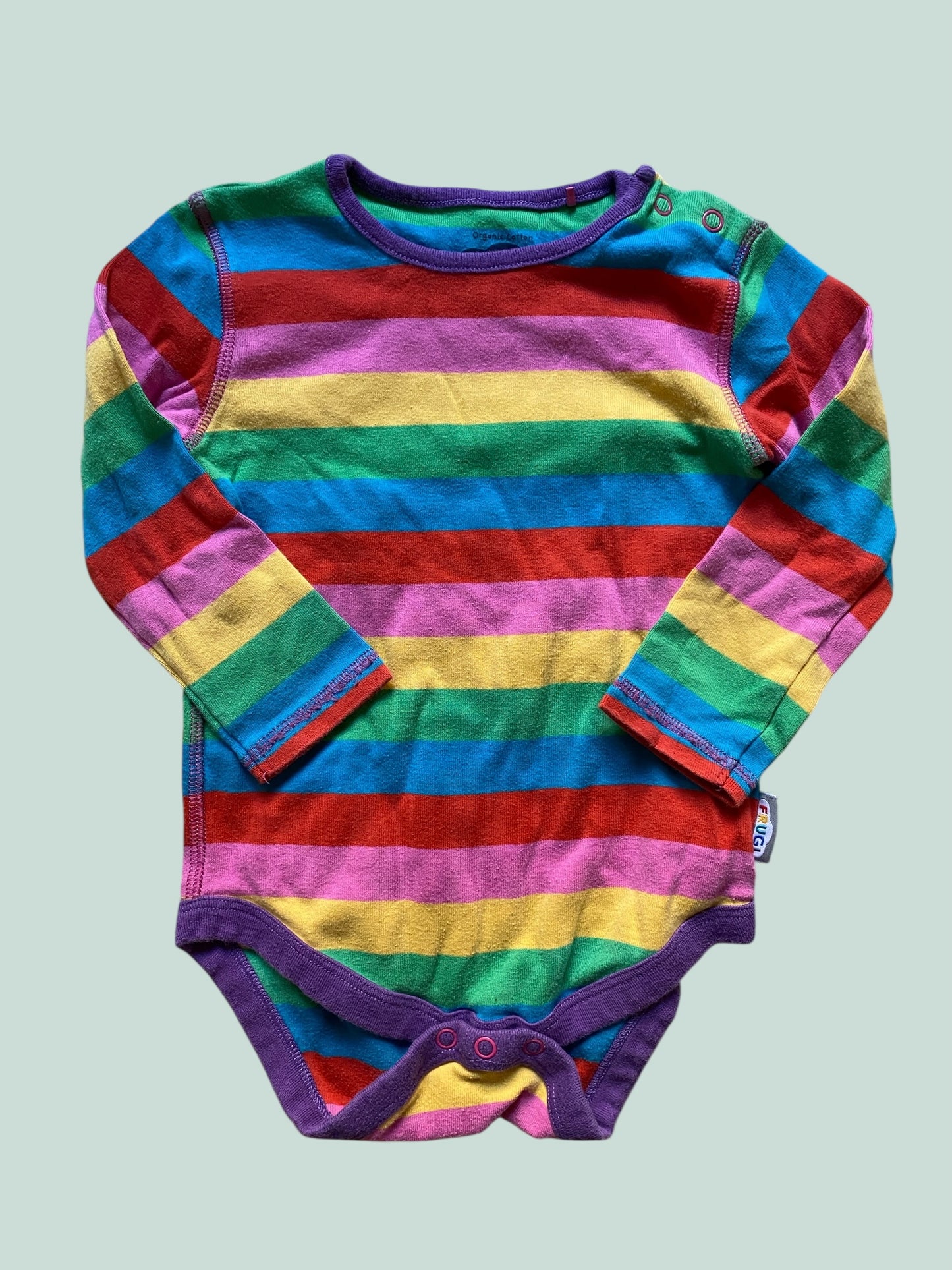 Organic cotton striped onesie 12-18m | Frugi