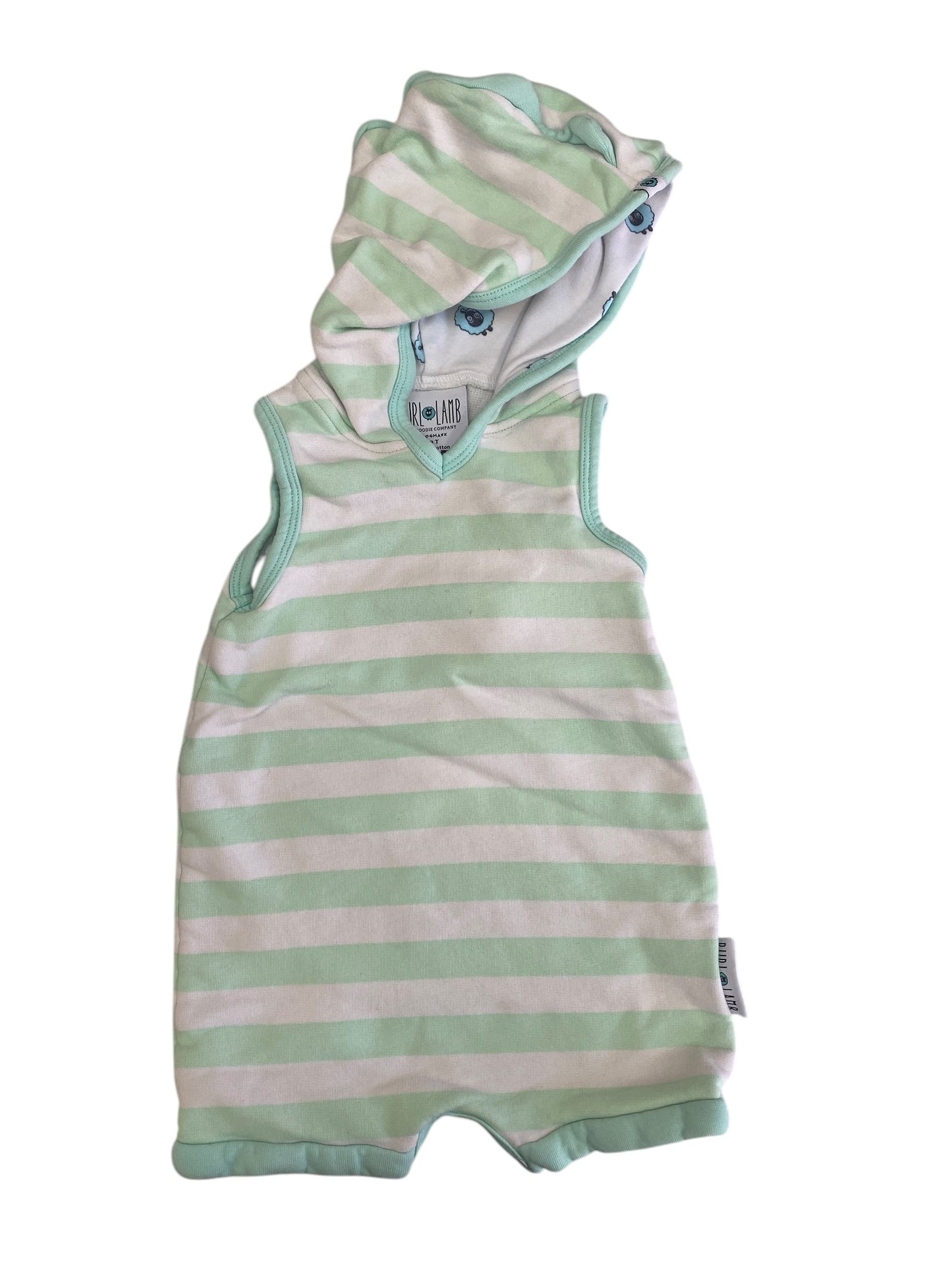 Cotton hooded shorty romper 2-3Y | Purl Lamb