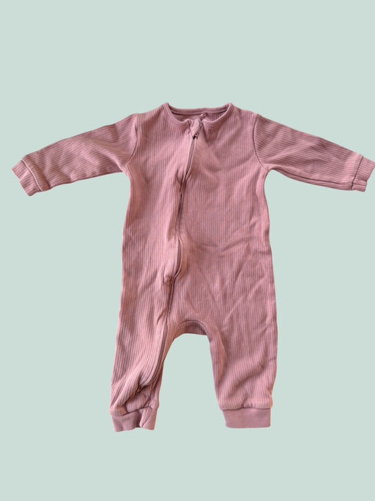 Pink two-way zipper cotton sleeper 9-12m | Next UK