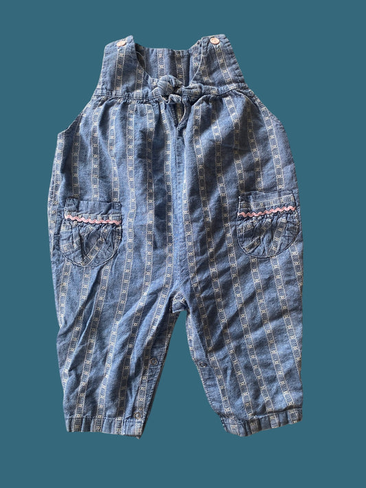 Vintage cotton romper/overall 18-36m