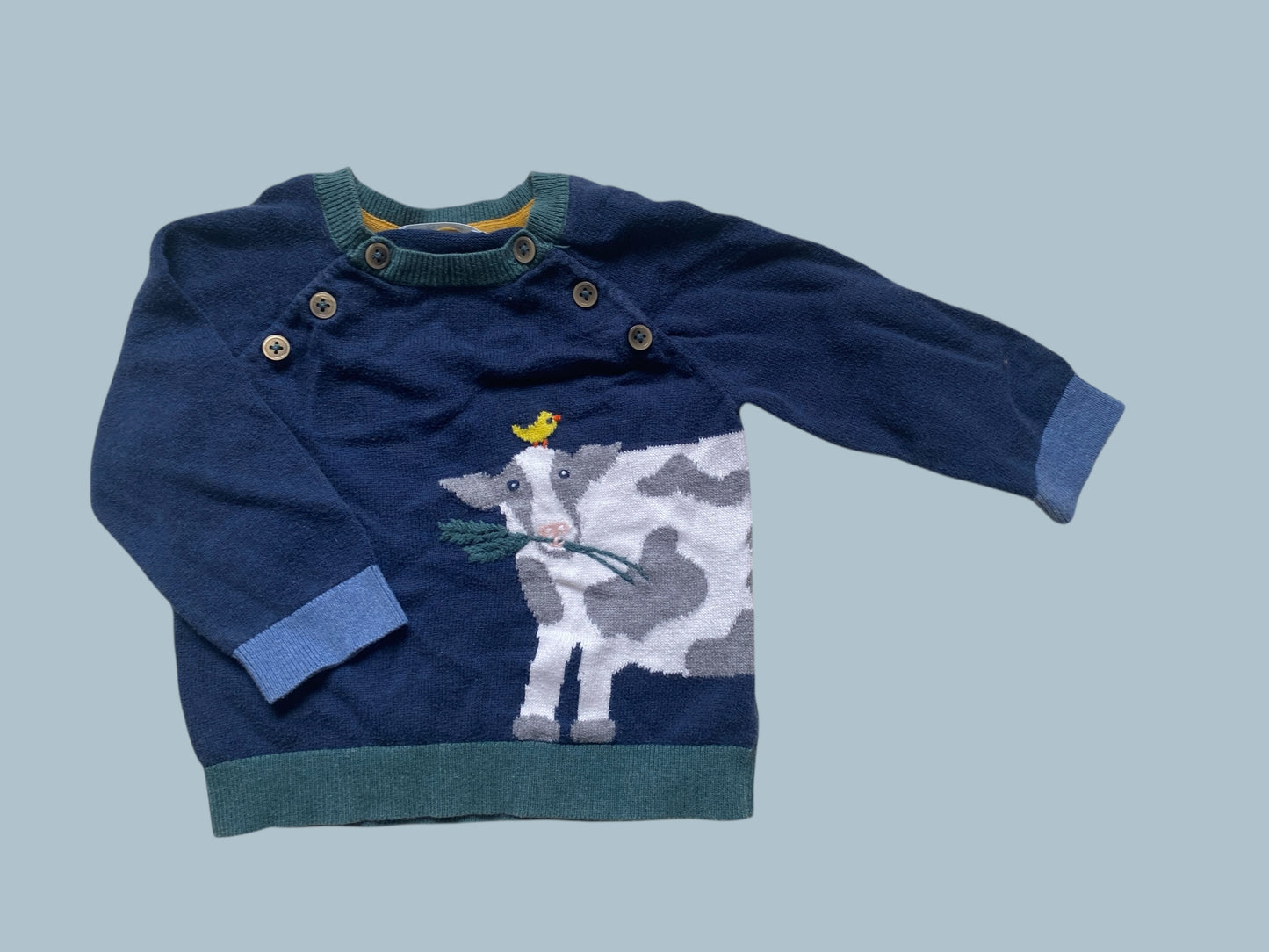Cotton knit cow sweater 6-12m | Boden