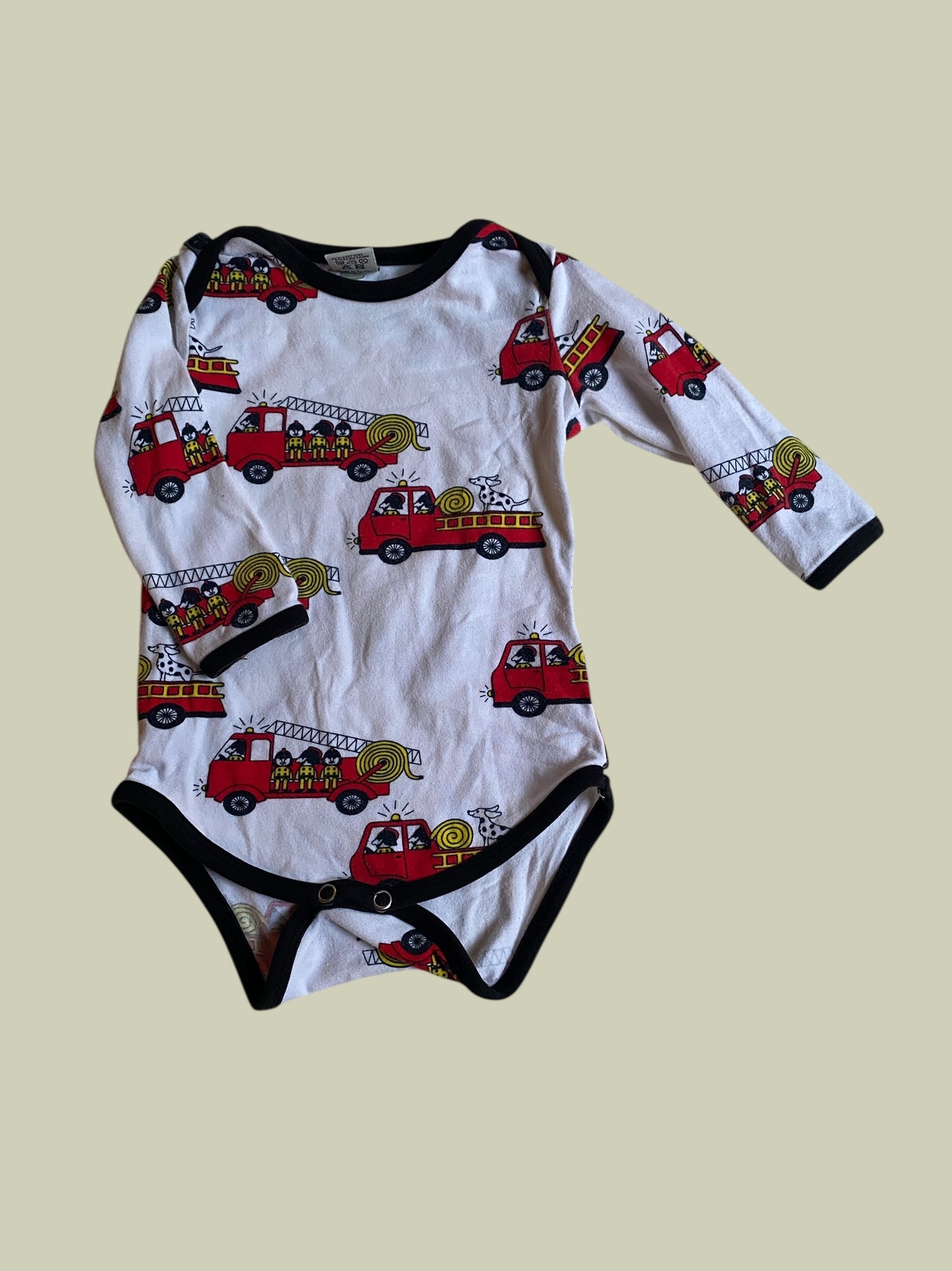 Cotton fire truck onesie 4-6M (68, generous) | Smafolk