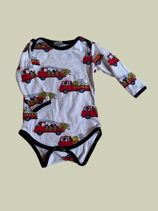 Cotton fire truck onesie 4-6M (68, generous) | Smafolk