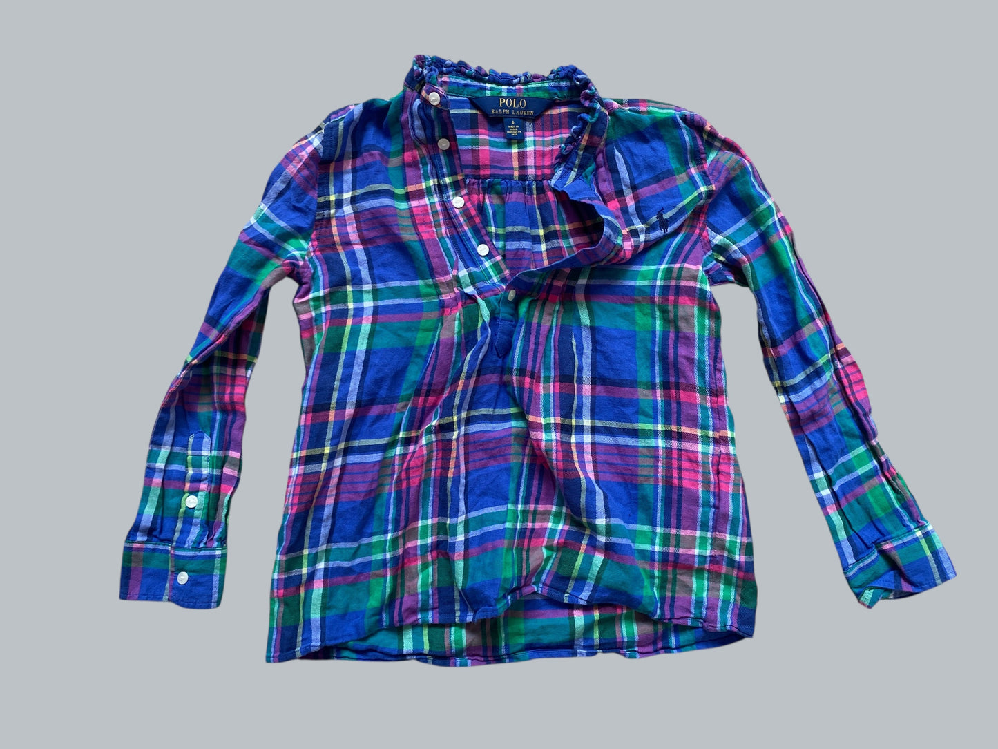 Checkered soft long sleeve cotton shirt 6Y | Ralph Lauren