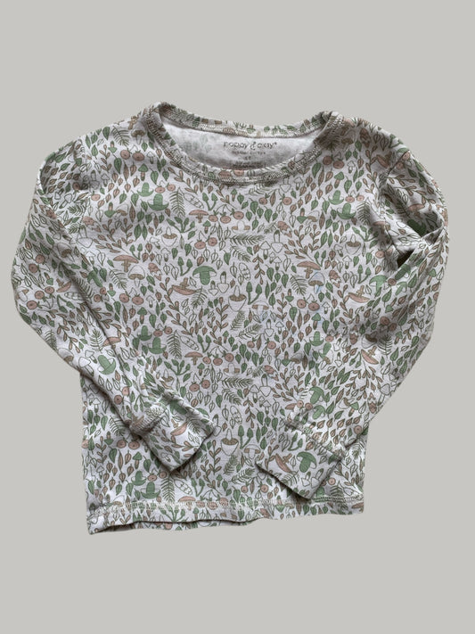 Organic cotton mushroom long sleeve top/pj top 3-4Y | Poppy & Clay