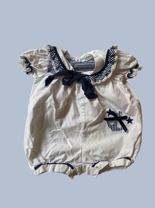 Vintage cotton marina bloomer romper 6-9m (generous)