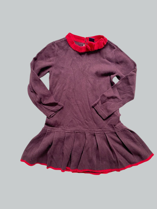 Brown and red cotton knit dress 3Y | Gap