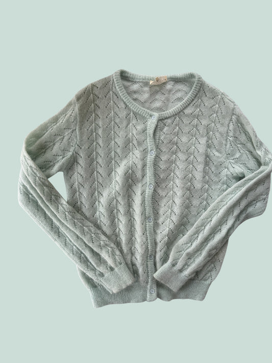 Mint green knit wool-blend cardigan women's medium/large | Artlove