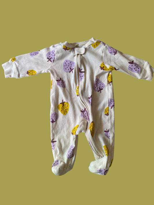 Strawberry cotton sleeper with two way zip 3m| Carters