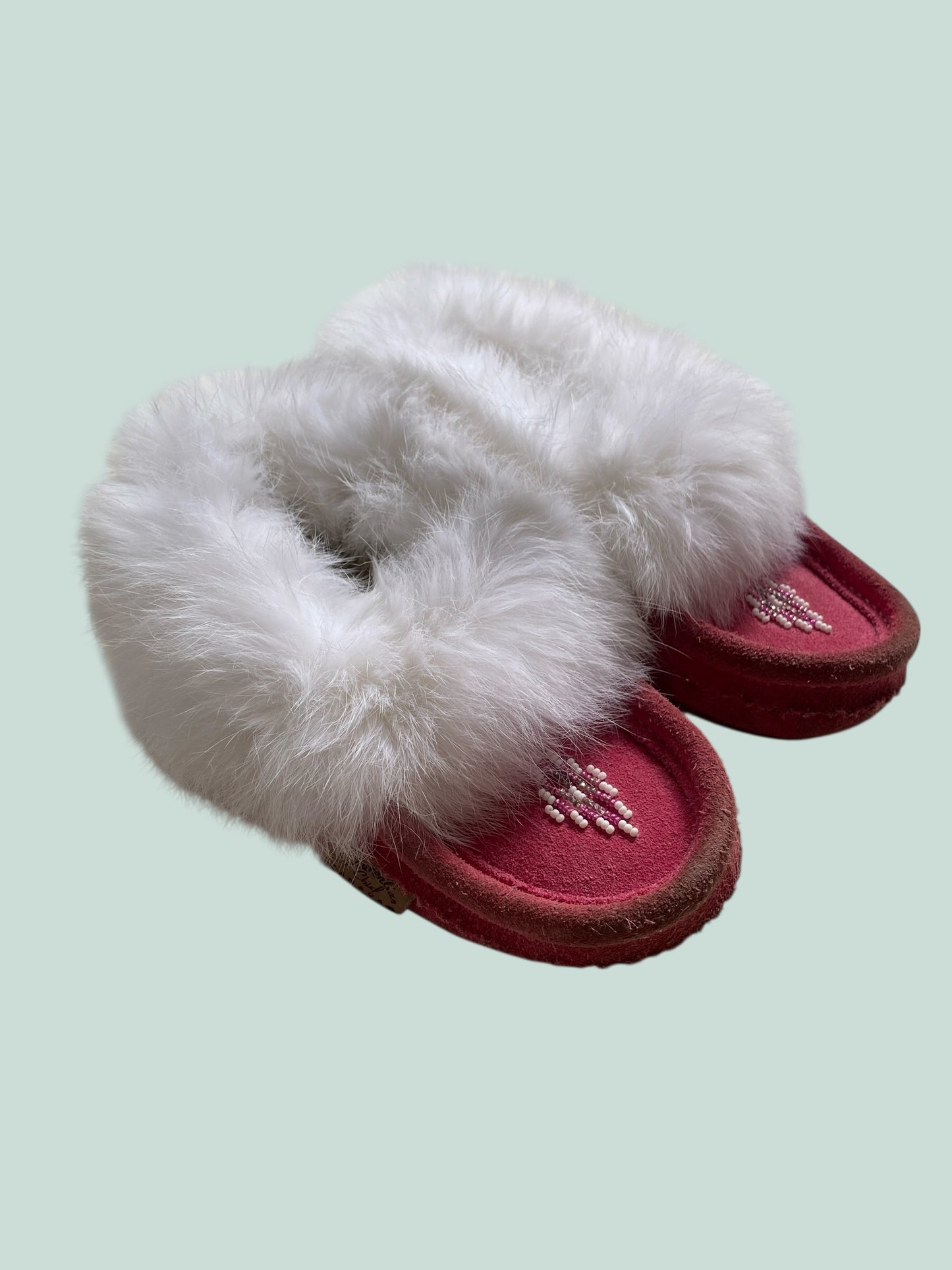 Pink leather moccasins 12US Little Kids | Laurentian Chiefs