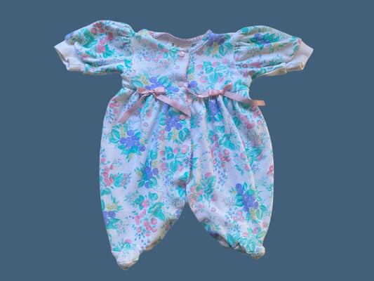 Vintage flower cotton newborn sleeper | Baby Bell