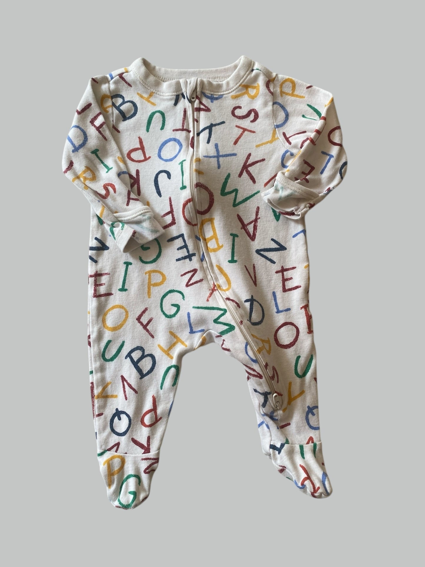 Cotton alphabet two-way-zip sleeper 0-3m | Old Navy