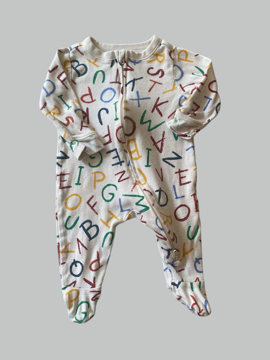 Cotton alphabet two-way-zip sleeper 0-3m | Old Navy