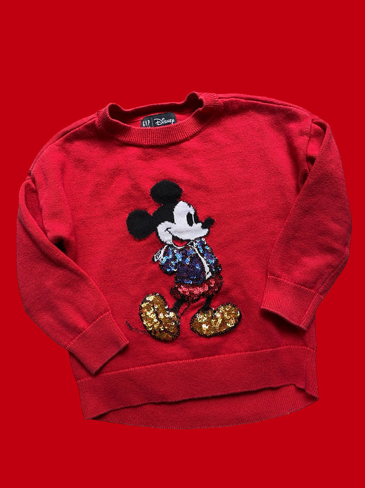 Mickey Mouse knit cotton sequin sweater 4Y (XS) | Gap