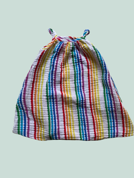 Cotton muslin rainbow stripe dresss 3Y | Primary