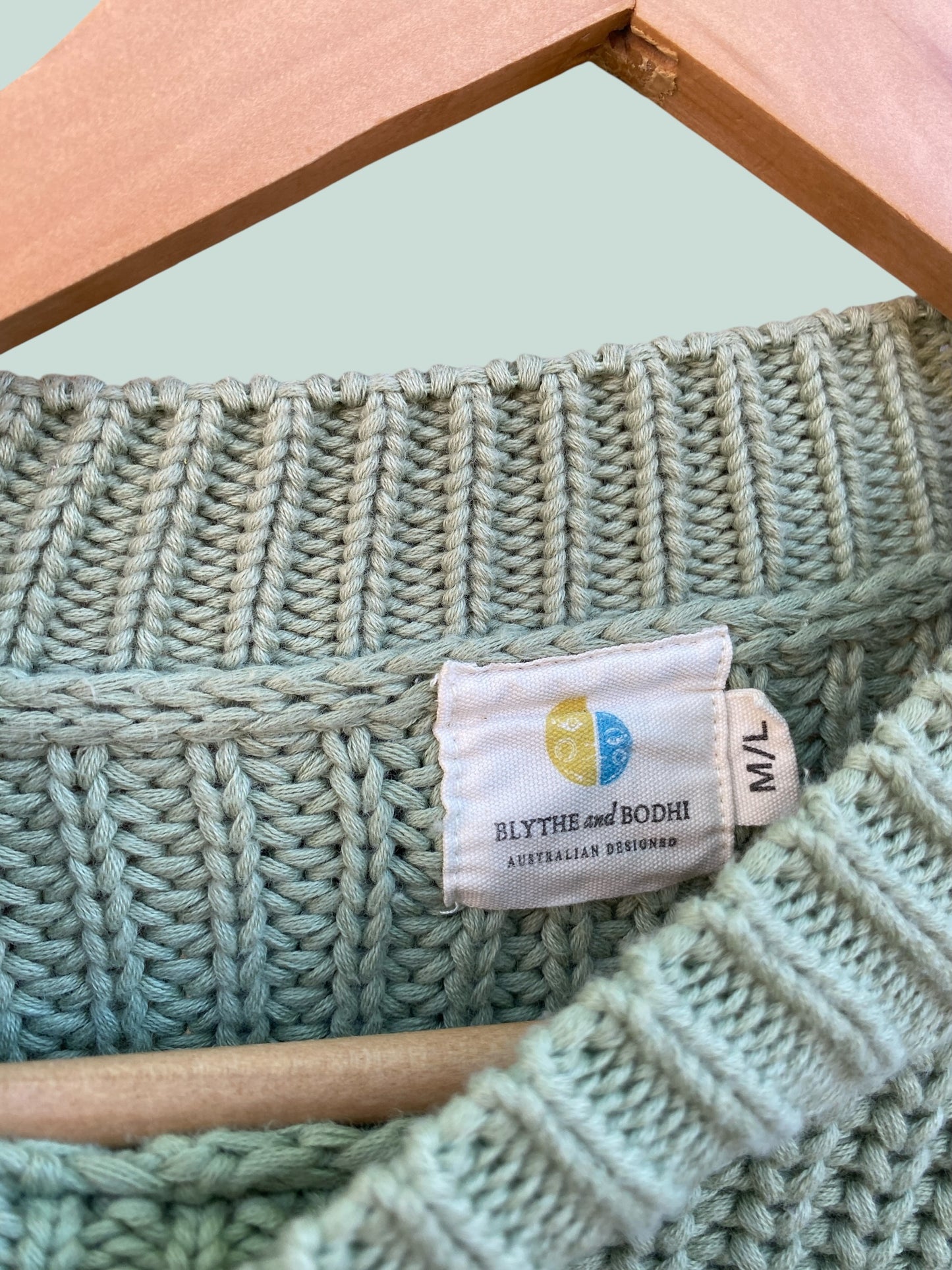 Mint green knit sweater women's medium/large | Blythe & Bodhi