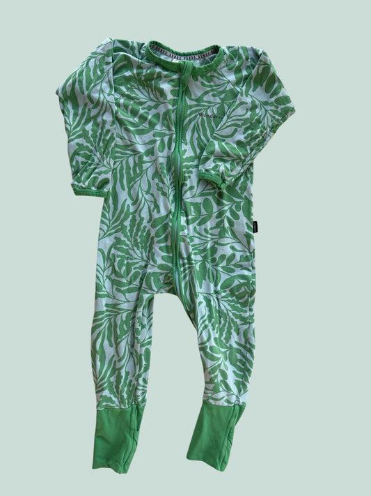 Green cotton two-way zipper sleeper 18m | Bonds Wondersuit