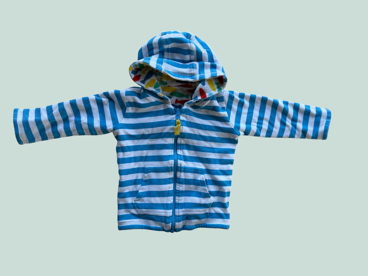 Organic cotton reversible hooded sweater 12-24m | Frugi