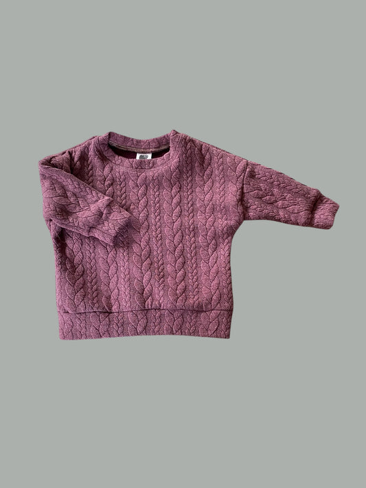 Purple sweater with braided pattern 9-24m| Jardin Knit Co