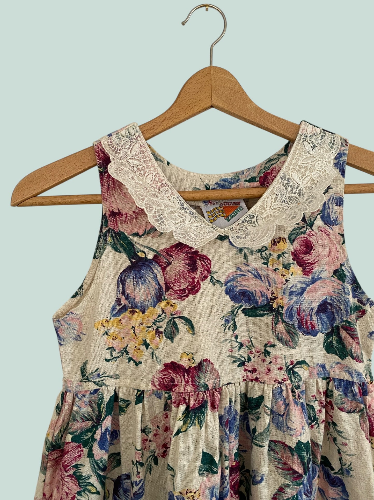 Vintage cotton/flax dress women's small/medium | Sugar Kaine (made in Canada)