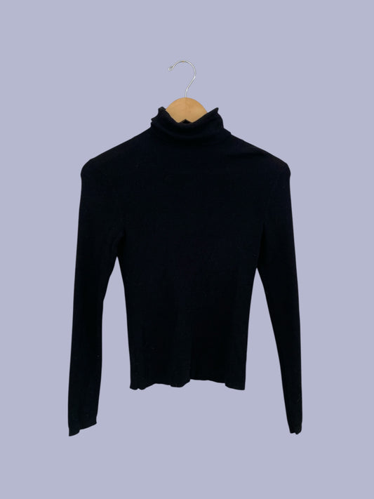 Black merino wool turtleneck sweater women's XS | Banana Republic