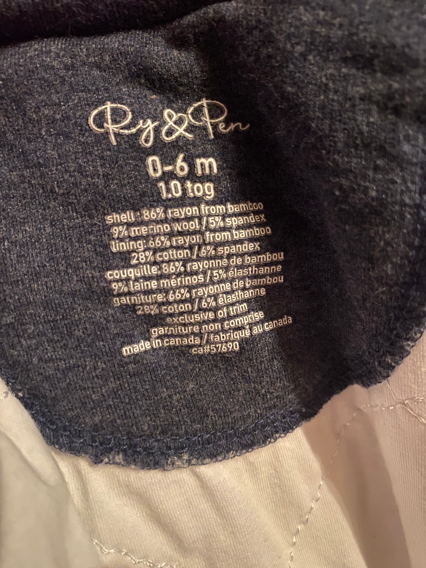 Bamboo/merino blend sleepsack 0-6m | Ry & Pen