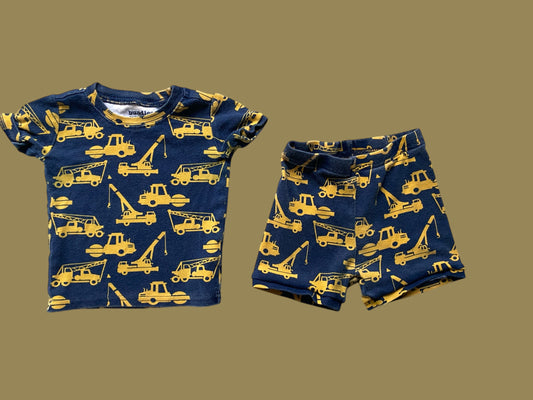 Cotton construction vehicles pj set 18-24m | Bundles
