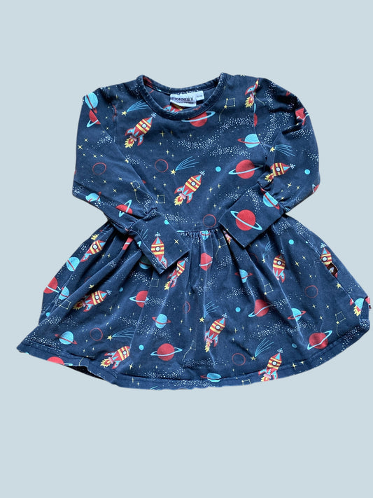 Organic cotton outer space dress 18-24m (92)| Moromini